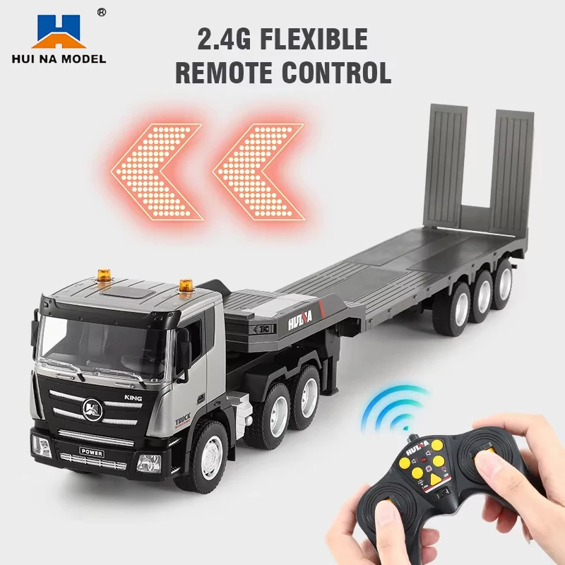 9-Channel Remote Control Flatbed Truck 1:24 Scale Alloy Engineering Vehicle