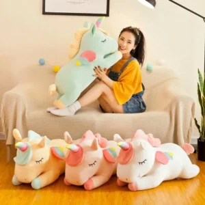 Lying Unicorn Plush Toy, Soft Stuffed Animal Pillow for Kids