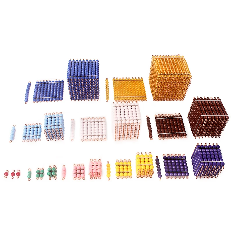 Montessori math beads set, 1-1000 number learning cubes and squares for children - 2