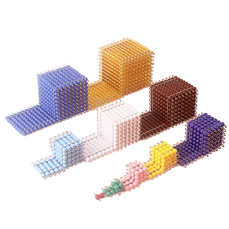 Montessori math beads set, 1-1000 number learning cubes and squares for children - 3