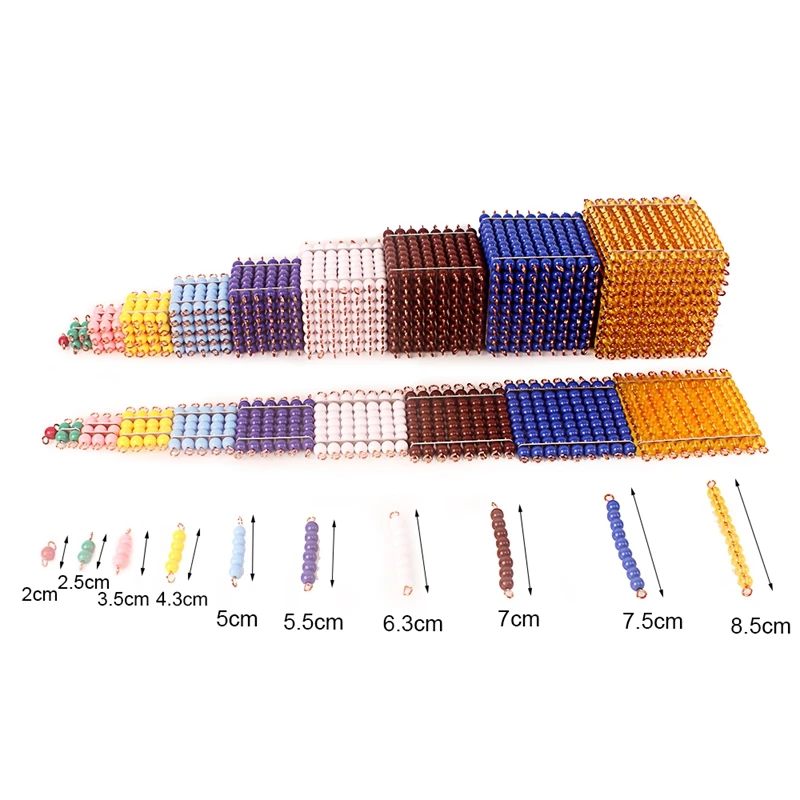 Montessori math beads set, 1-1000 number learning cubes and squares for children - 6