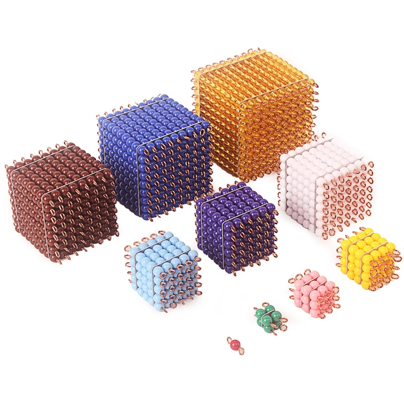 Montessori math beads set, 1-1000 number learning cubes and squares for children