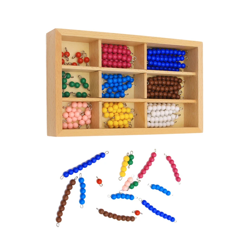 Montessori Math Toys Wooden Checker Board with Beads for Preschool Learning - 2