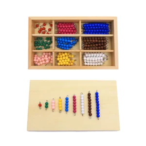 Montessori Math Toys Wooden Checker Board with Beads for Preschool Learning