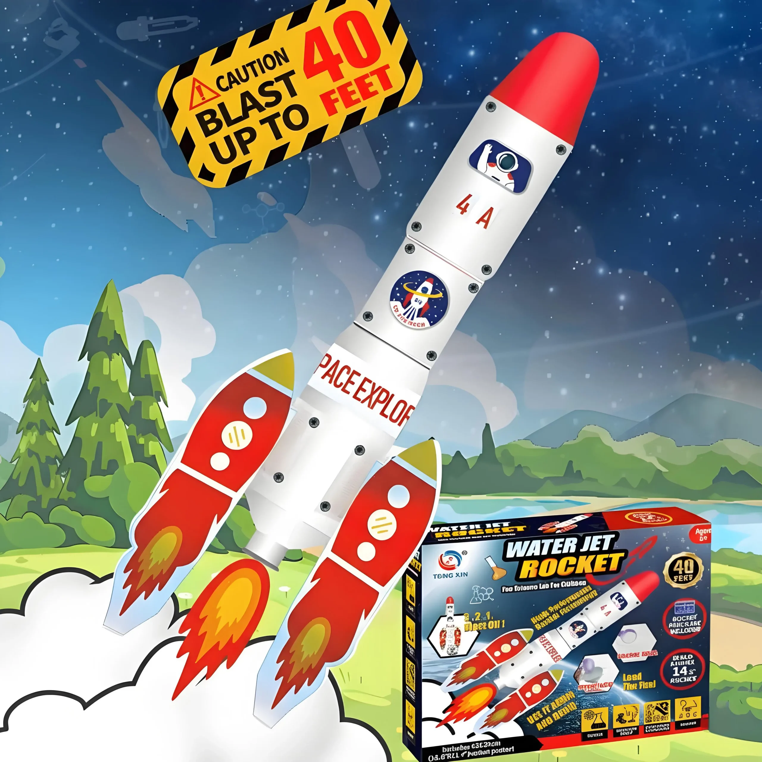 Kids Water Rocket Launcher, STEM Experiment Toy with 40ft Shooting Range - 6