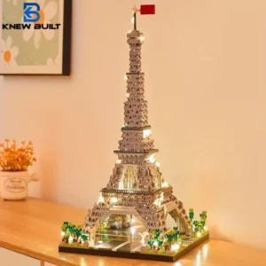 Eiffel Tower Micro Building Blocks with LED Lights, Architectural Model