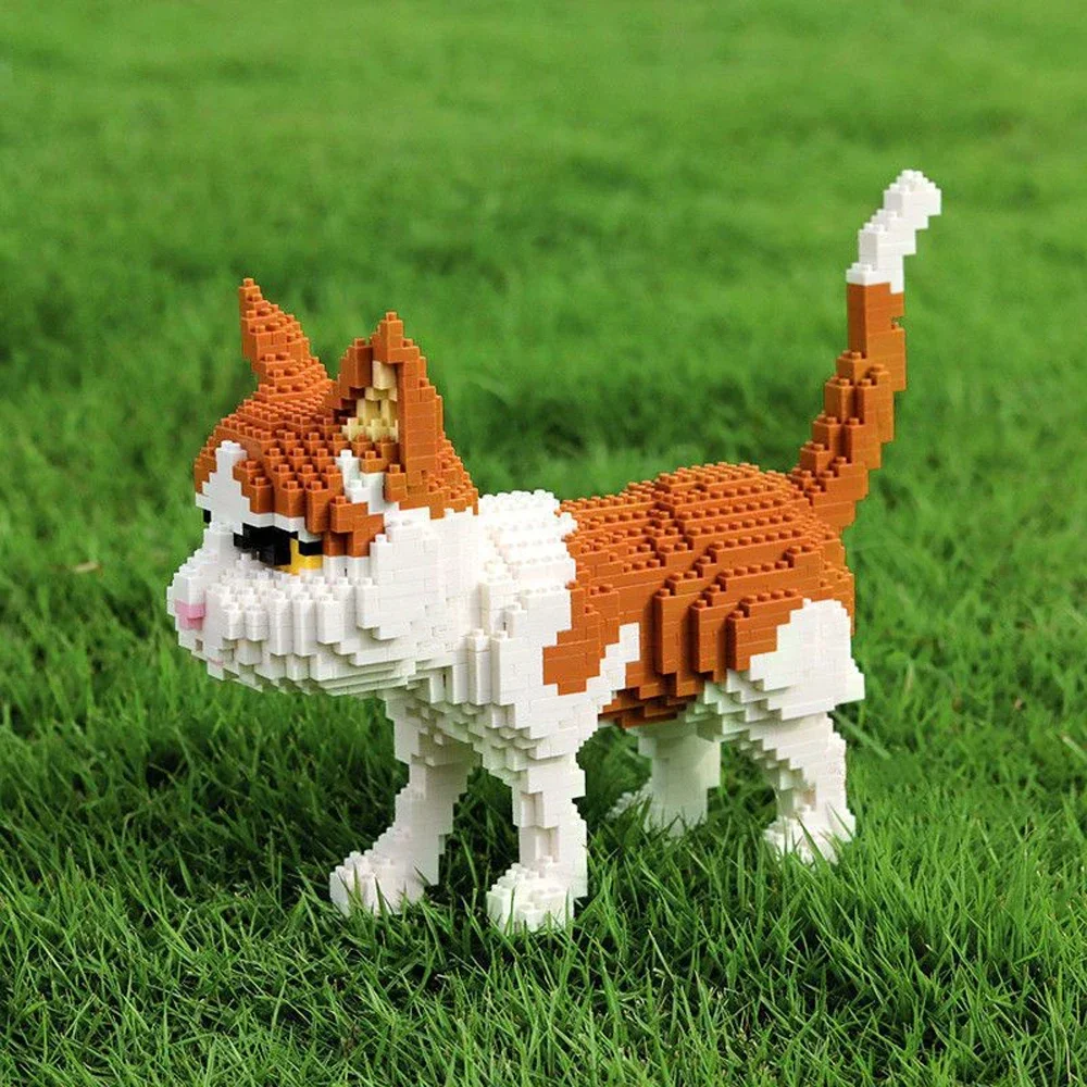 Mini cat building blocks, 4-style micro particle set with expressive faces - 5