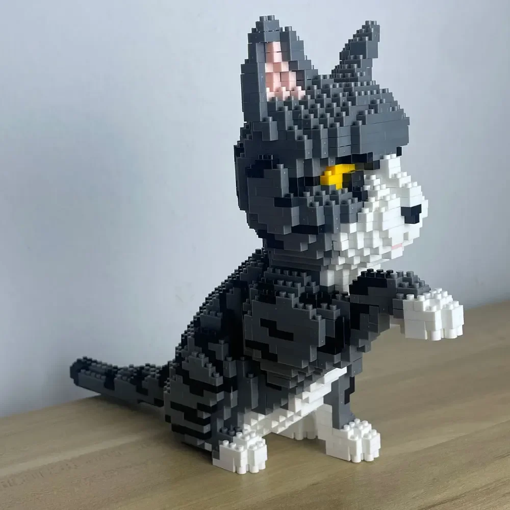 Mini cat building blocks, 4-style micro particle set with expressive faces - 6