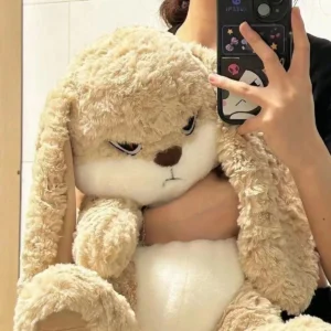 Large Angry Rabbit Plush Toy, Soft Stuffed Animal Doll for Room Decor