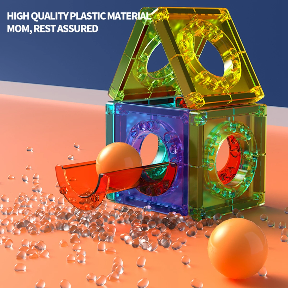 Magnetic Tiles Building Blocks, 3D STEM Marble Run Set - 3
