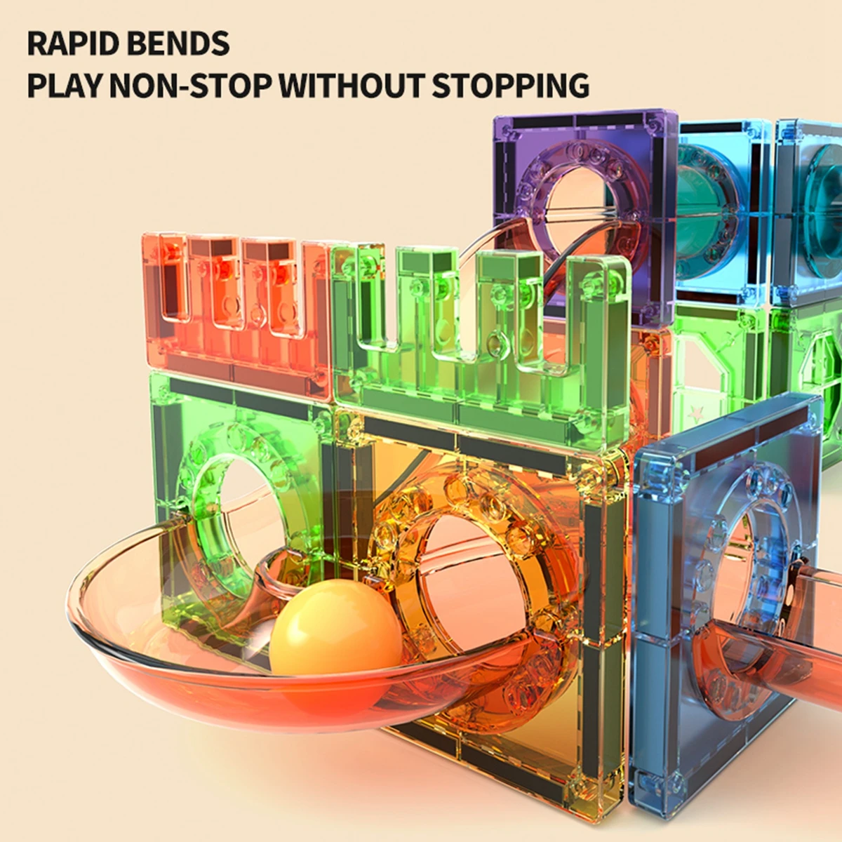 Magnetic Tiles Building Blocks, 3D STEM Marble Run Set - 4