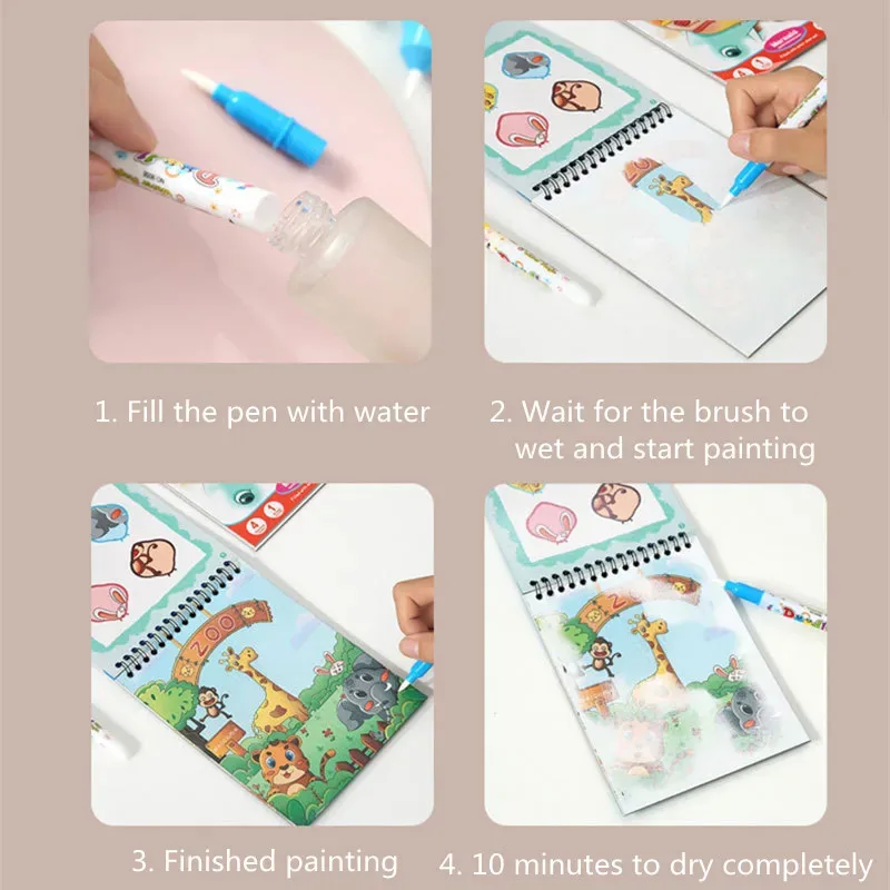 Magic Water Drawing Book for Toddlers, Reusable Mess-Free Painting Toy - 6