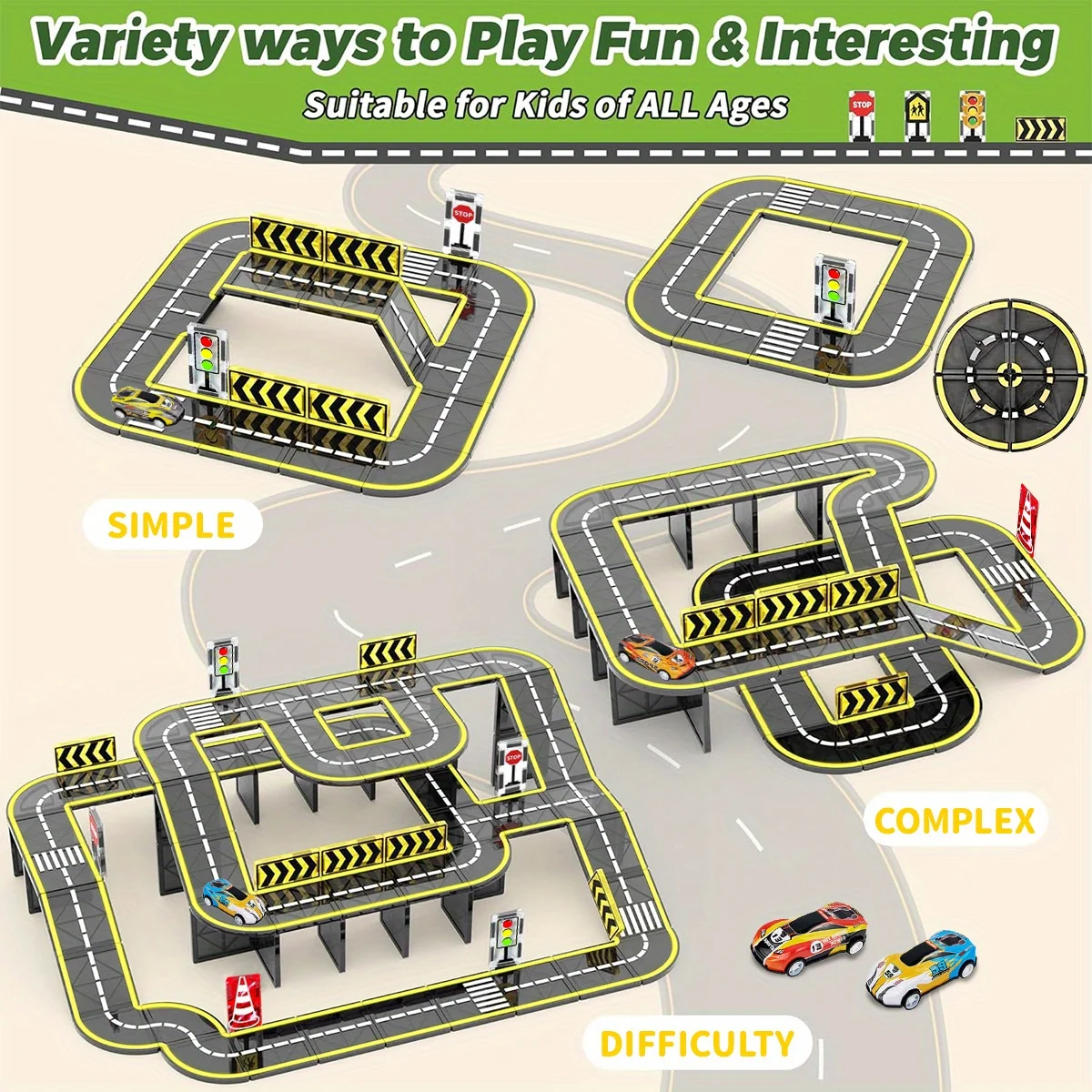Magnetic Road Magnet Crane Car Toys and Construction Building Blocks Set - 3