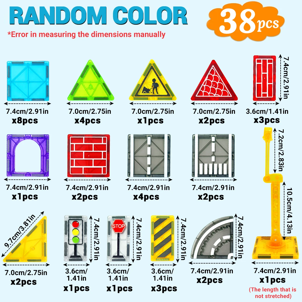 Magnetic Road Set with Car Toys, Building Blocks Construction Kit for Kids - 6