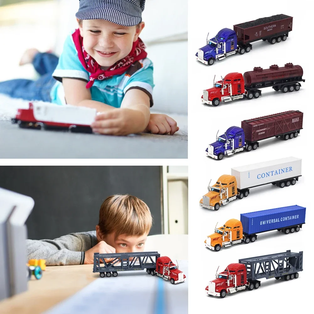 Diecast Car Carrier Truck Model 1:65 Scale Alloy Toy Vehicle for Kids - 2