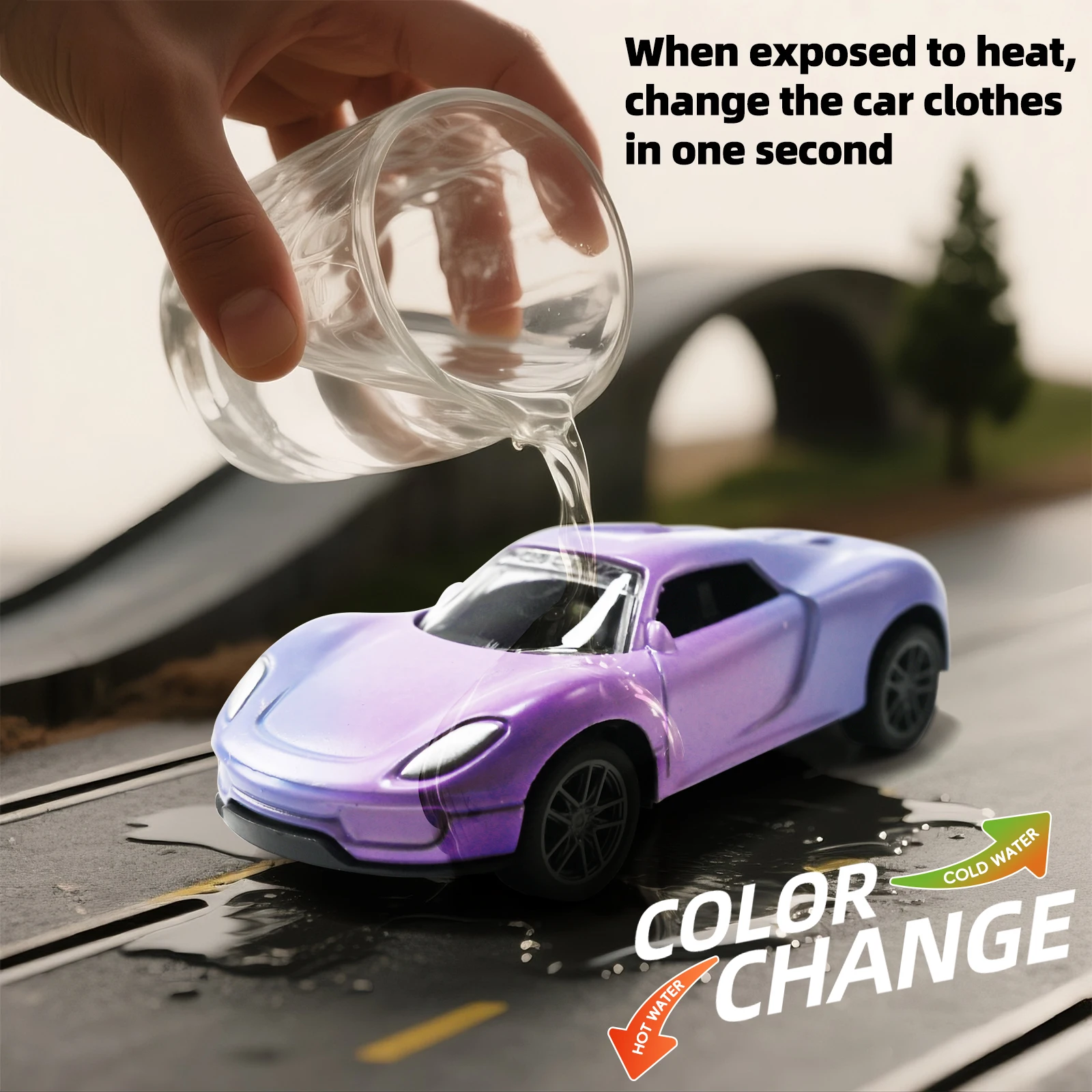 Color Changing Pull Back Toy Car, 1:60 Scale Diecast Racing Model