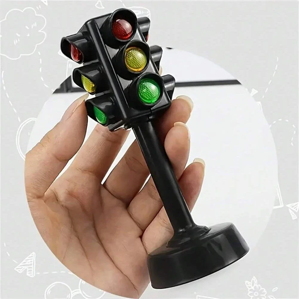 Mini Traffic Light Toy for Kids, Educational Road Safety Sign Block - 6