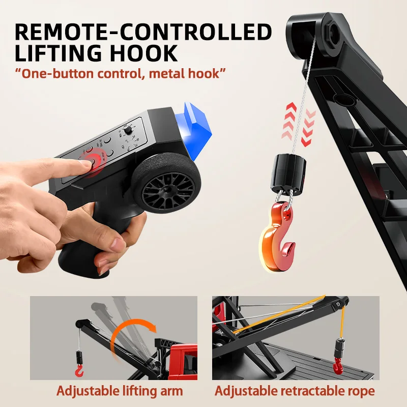 1:12 4WD RC Crawler Truck with Remote Control Hoist and LED Lights - 3