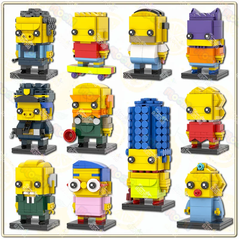 Animation Series Character Building Blocks Set - Marge Bart Maggie Homer Figures