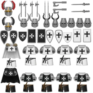 Medieval Military Knight Building Blocks Set with Shield Weapons and Helmets