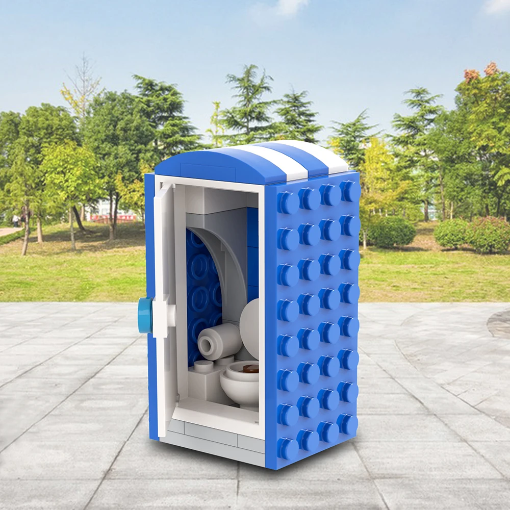 MOC4074 City Series 36Pcs MOC Scenes Portable Toilet Street View Decoration DIY Building Blocks Education Kids Toys For Children