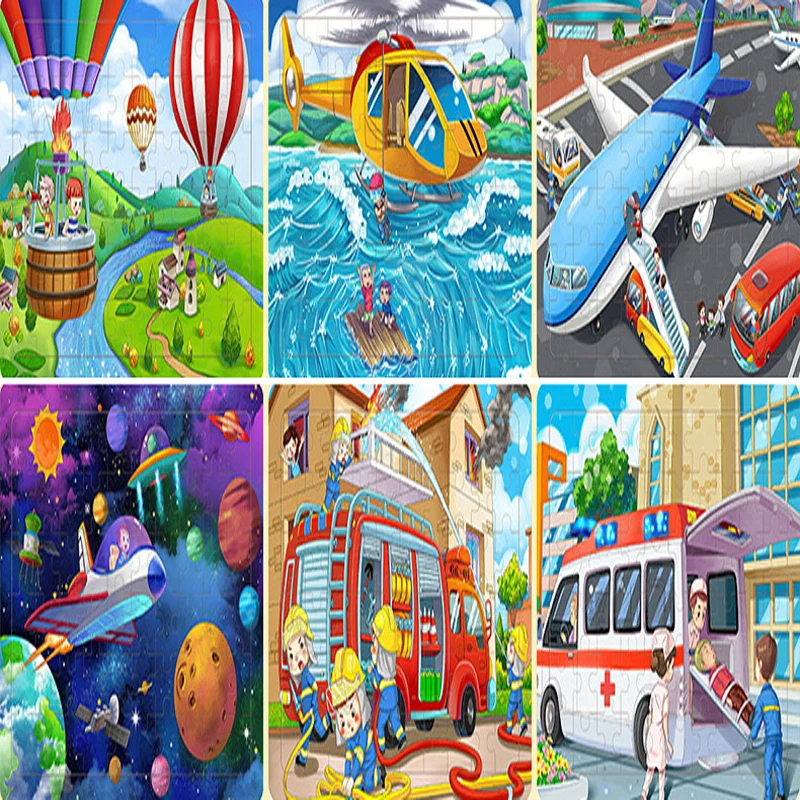 60 Piece Wooden Jigsaw Puzzle for Kids, Animal and Vehicle Educational Toy - 5