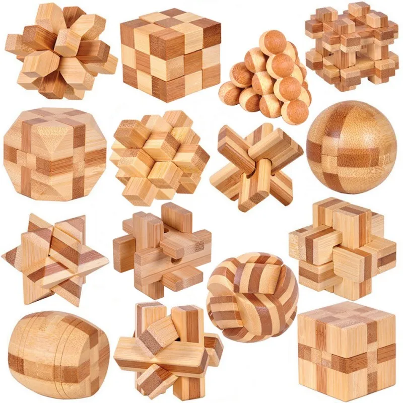 Wooden Lu Ban Lock Brain Teaser Puzzle Educational 3D IQ Game for Kids and Adults - 2