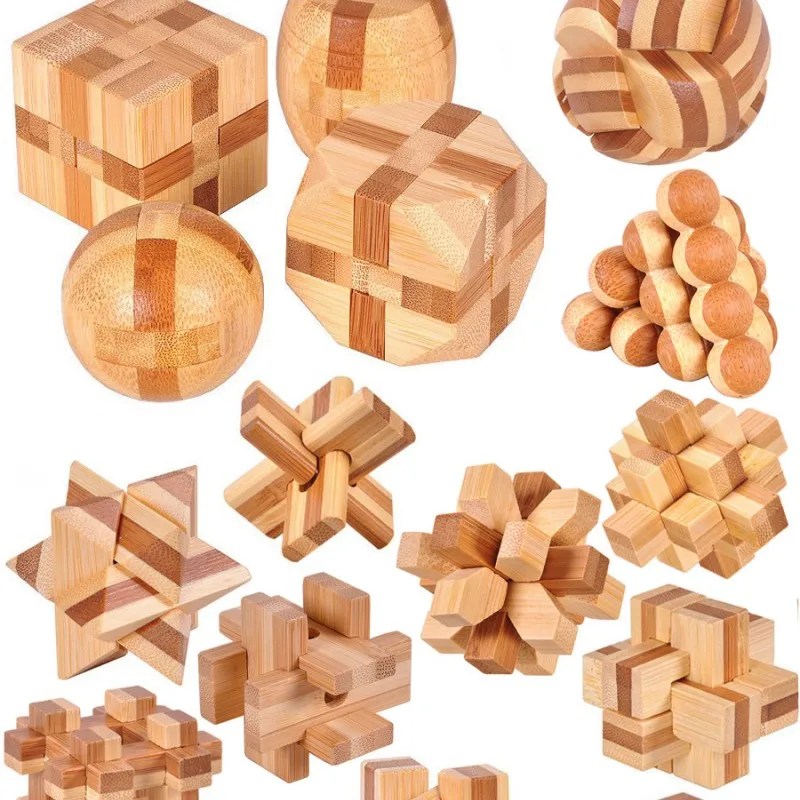 Wooden Lu Ban Lock Brain Teaser Puzzle Educational 3D IQ Game for Kids and Adults - 4