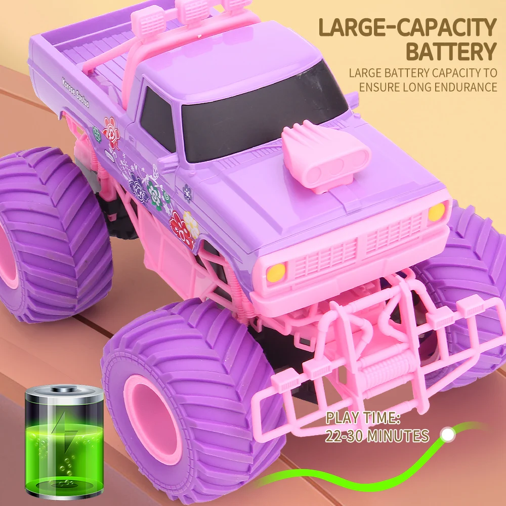 Pink RC Car Pickup Truck, Electric Climbing Stunt Toy for Kids - 3