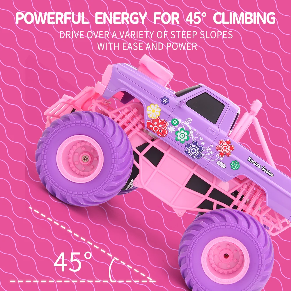 Pink RC Car Pickup Truck, Electric Climbing Stunt Toy for Kids - 4