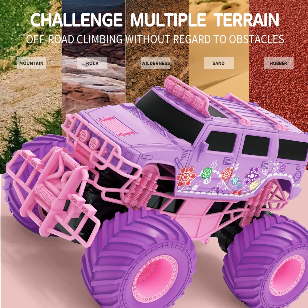 Pink RC Car Pickup Truck, Electric Climbing Stunt Toy for Kids - 6