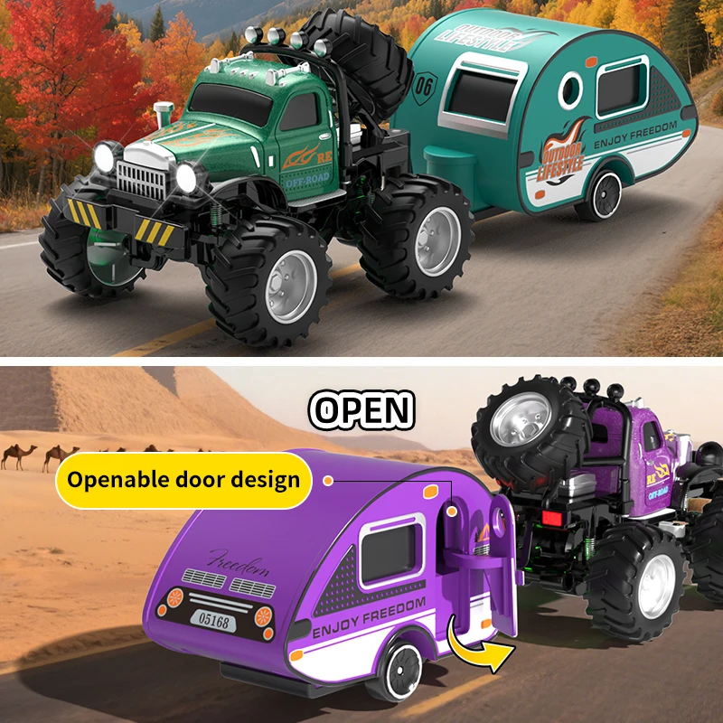 1:64 Mini RC Truck with Trailer, All Terrain Remote Control Model Car - 5
