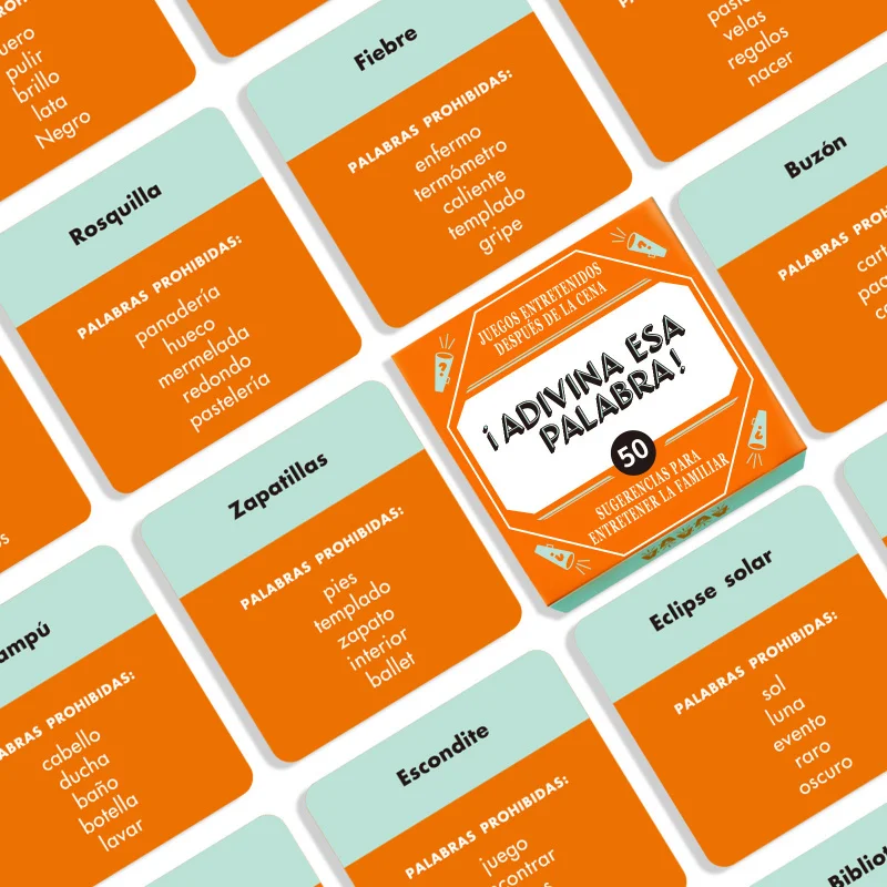 Spanish Word Guessing Board Game with 50 Vocabulary Cards for Language Learning - 4