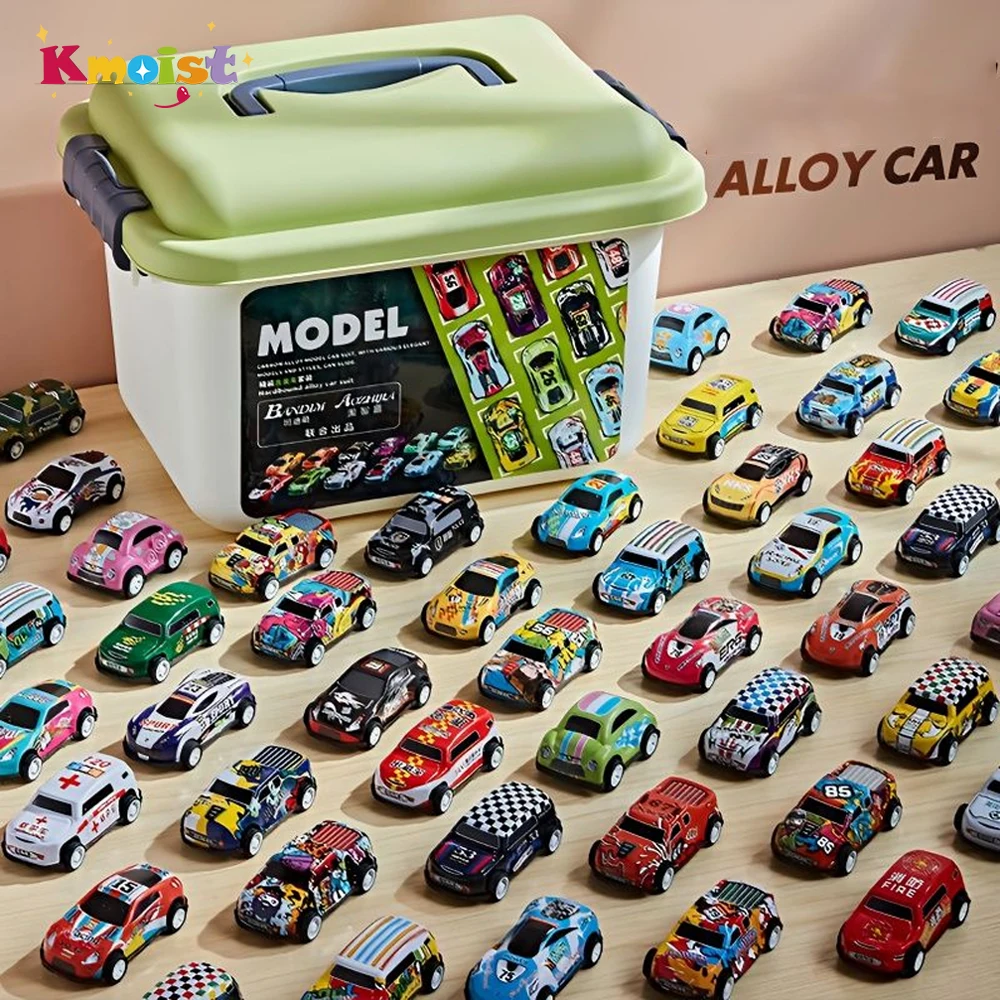 Diecast Alloy Pull Back Car Set with Storage Box for Kids - 2