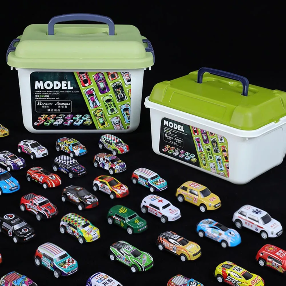 Diecast Alloy Pull Back Car Set with Storage Box for Kids - 4