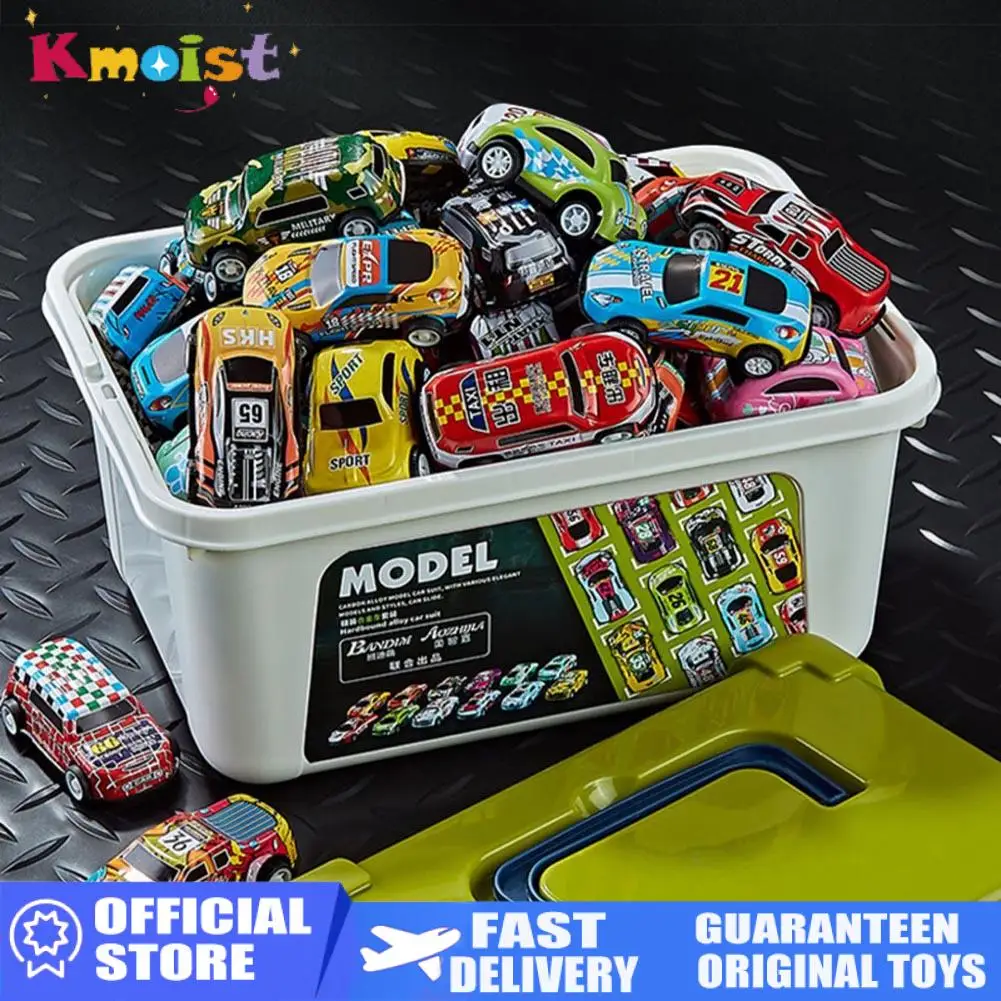 Diecast Alloy Pull Back Car Set with Storage Box for Kids