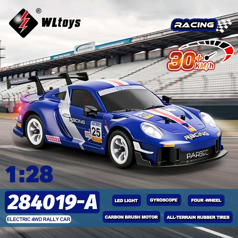 1:28 4WD RC Drift Car with Gyro and LED Lights, 30KM/H Remote Control Vehicle