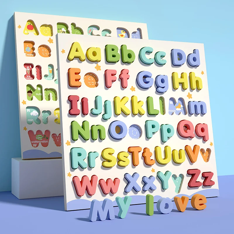 Wooden ABC Alphabet Puzzle with Uppercase and Lowercase Letters - 2