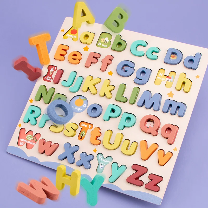 Wooden ABC Alphabet Puzzle with Uppercase and Lowercase Letters