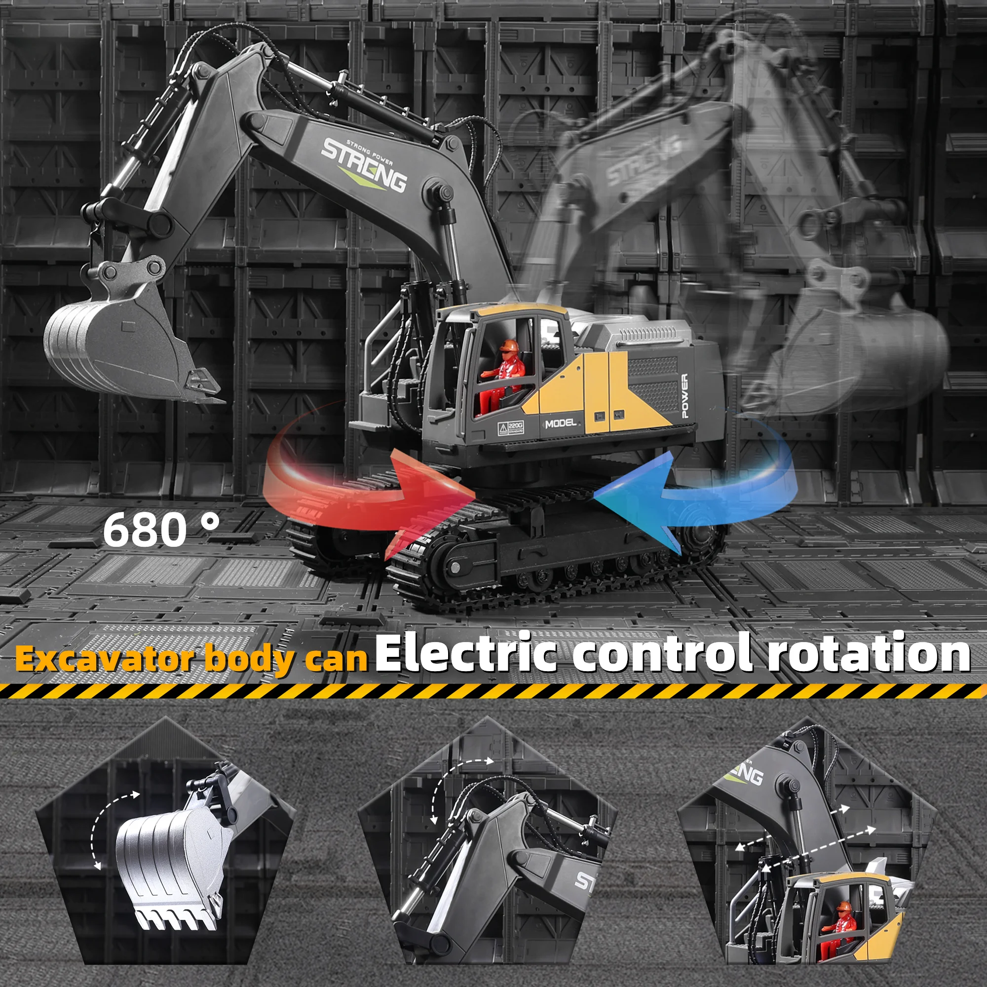 Remote Control Excavator Alloy Construction Vehicle 16CH RC Toy - 3