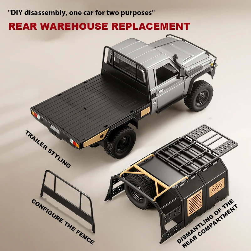 1/12 Scale 4WD RC Pickup Truck Remote Control Off-Road Climbing Car - 4